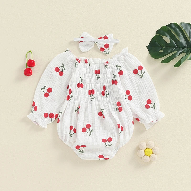 Valentines Day Easter St Patricks Christmas Baby Girls Heart Print Romper with Headband