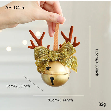Christmas Bell Antlers Bow Pinecone Bell Christmas Hanging Decoration