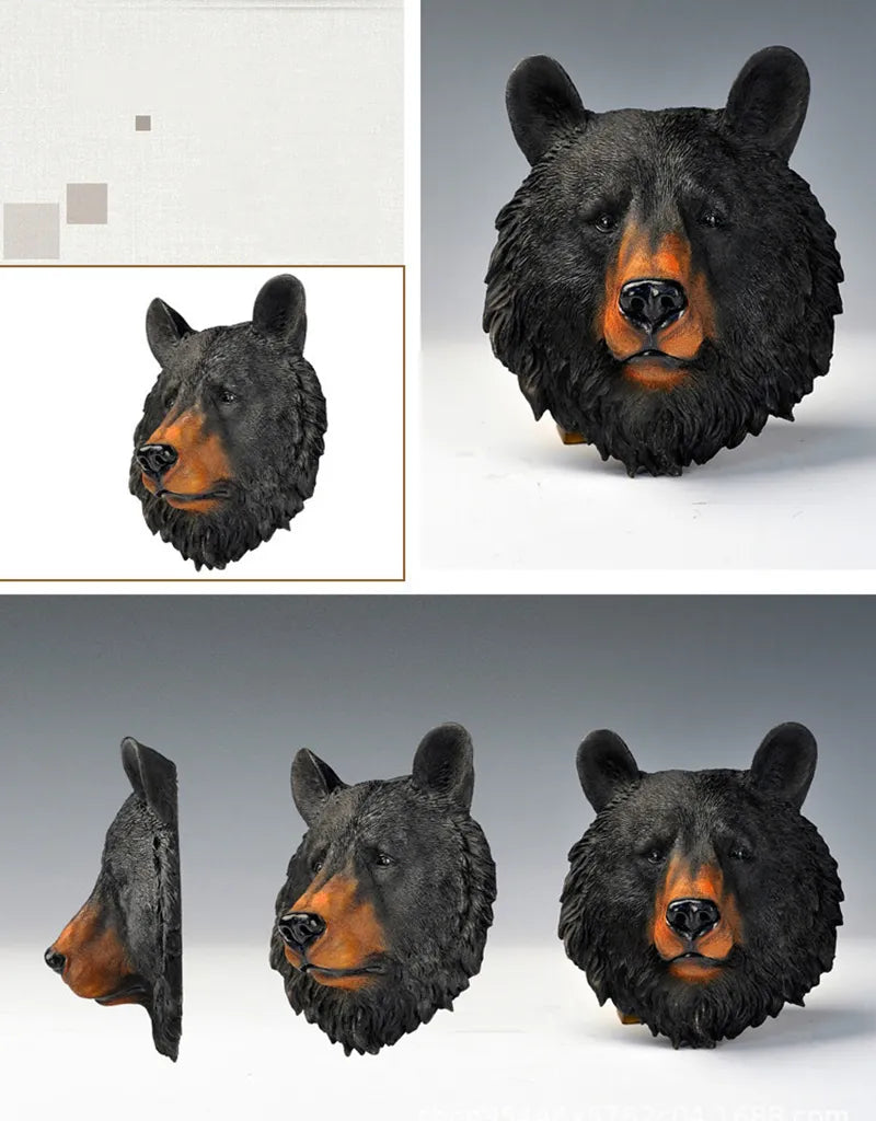 Resin Tiger Lion Wolf Bear Animal Head Wall Decor