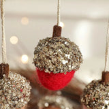 Wool Felt Glittery Acorn Ornaments Christmas Tree Hanging Decor