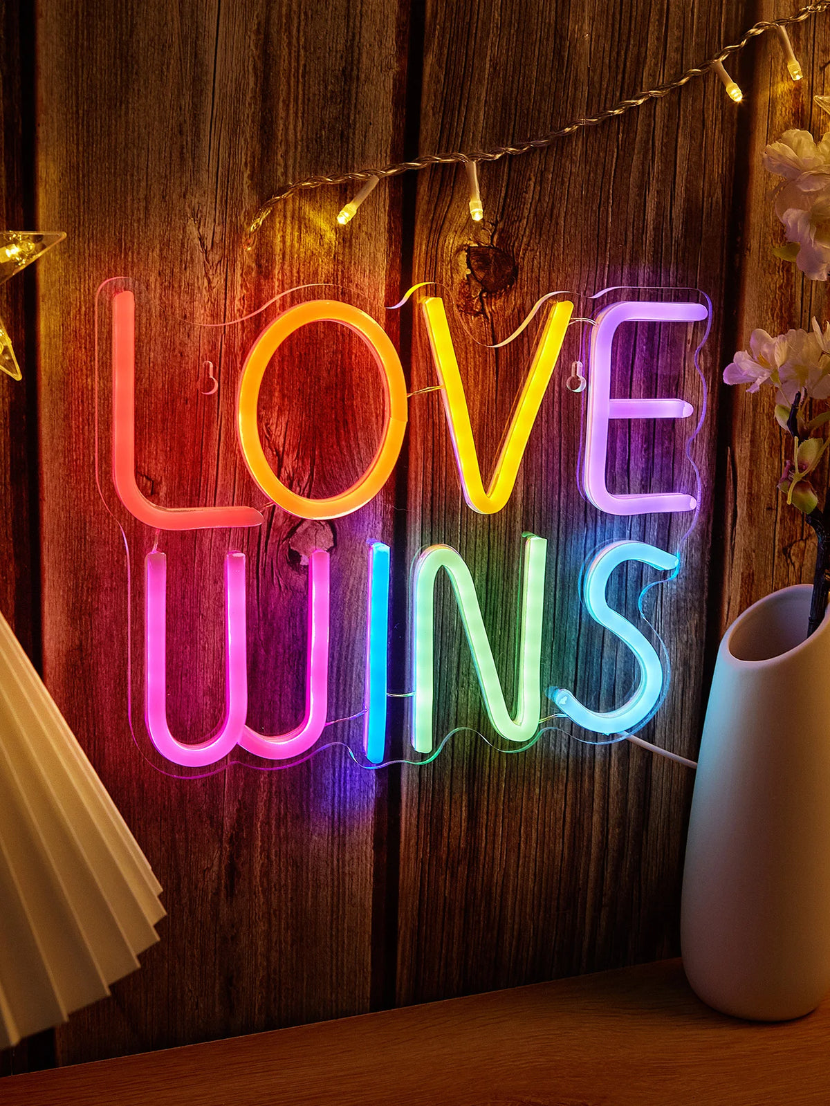 LED Neon Sign LOVE WINS USB Night Light Wall Art Decor Lamp