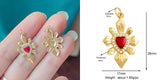 Red and Gold Sacred Heart Charms 18K Gold Plated for Jewellery Making