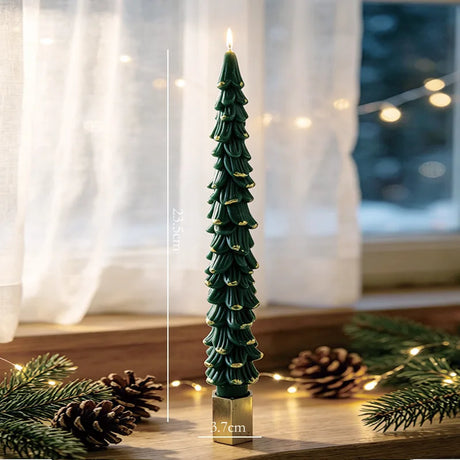 Christmas Tree Taper Candle Pine Tree Candlestick Xmas Dinner Table Decor