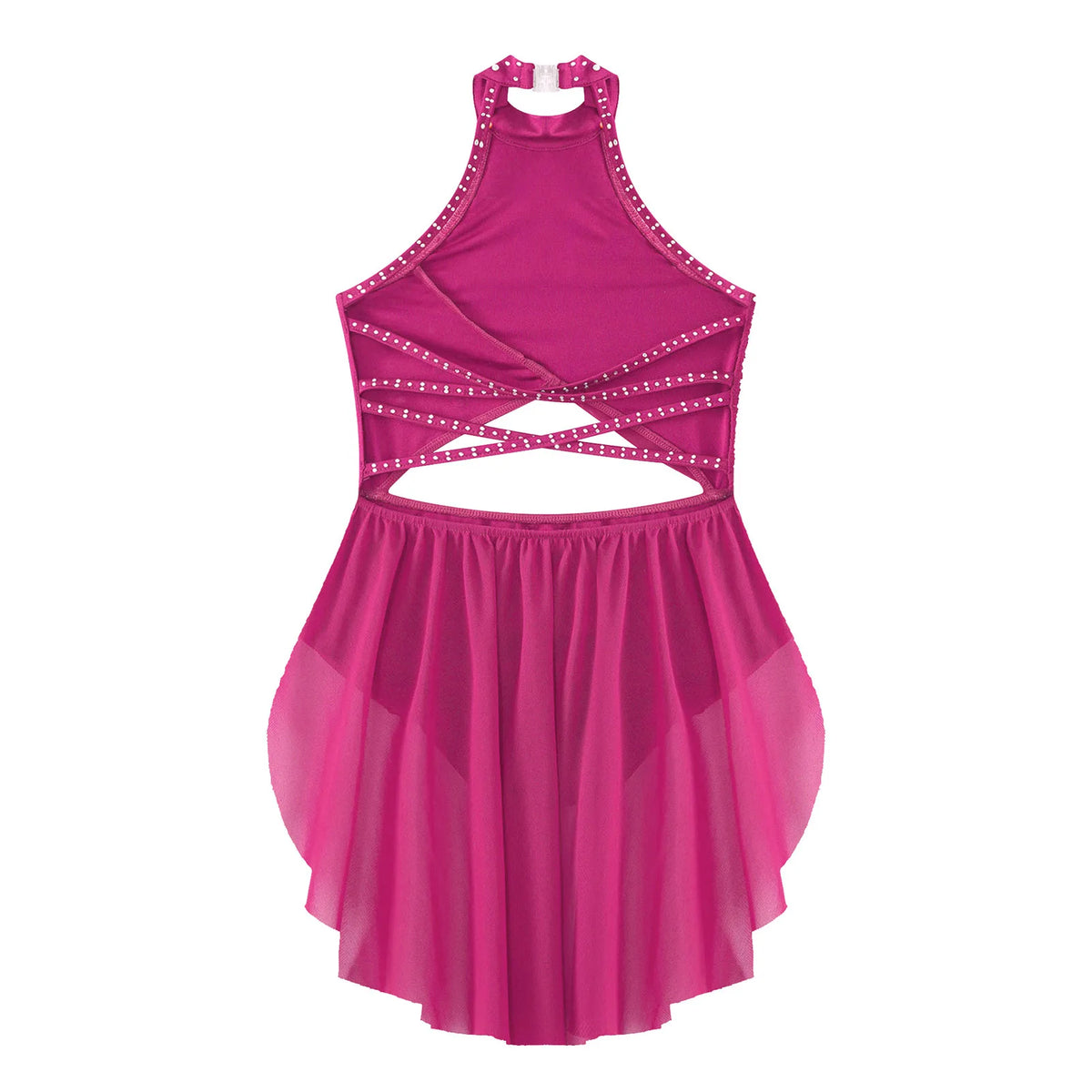 Girls Dance Performance Rhinestone Fringed Dress Figure Ice Skating Dancewear