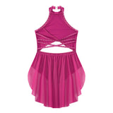 Girls Dance Performance Rhinestone Fringed Dress Figure Ice Skating Dancewear