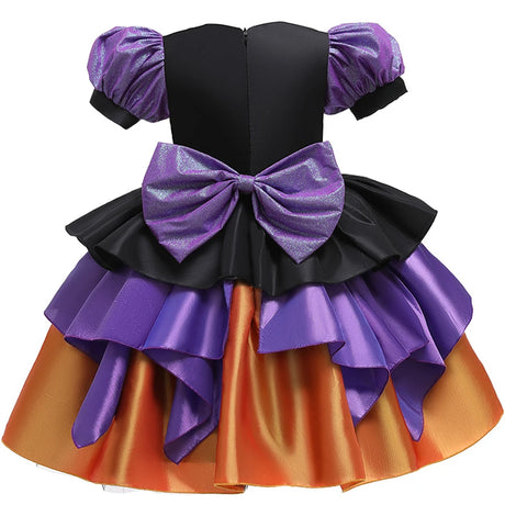 Halloween Bat Cosplay Purple Orange Witch Dress for Girls Children's Costumes