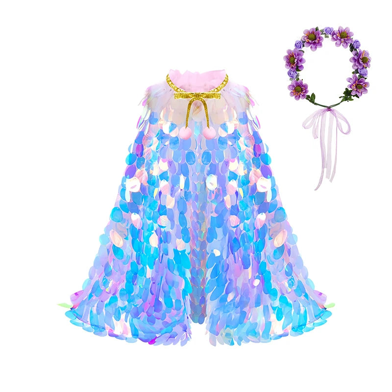 Little Girl Mermaid Ariel Princess Dress Halloween Cosplay Children's Birthday Party Costume