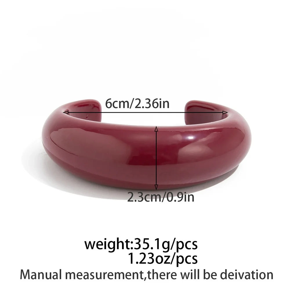 Vintage Style Cherry Red Acrylic Resin Chunky Bangles Bracelet