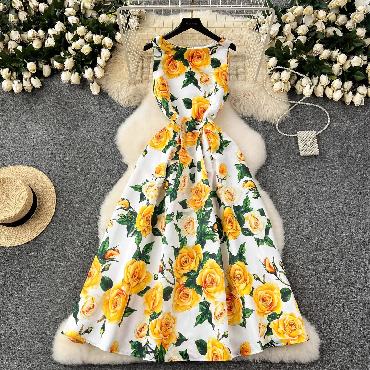 Spring Races Floral Tank Dress with Pockets