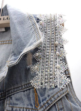 Lace Beaded Denim Vest