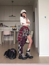 Tartan Grunge Y2k Irregular Mini Skirt
