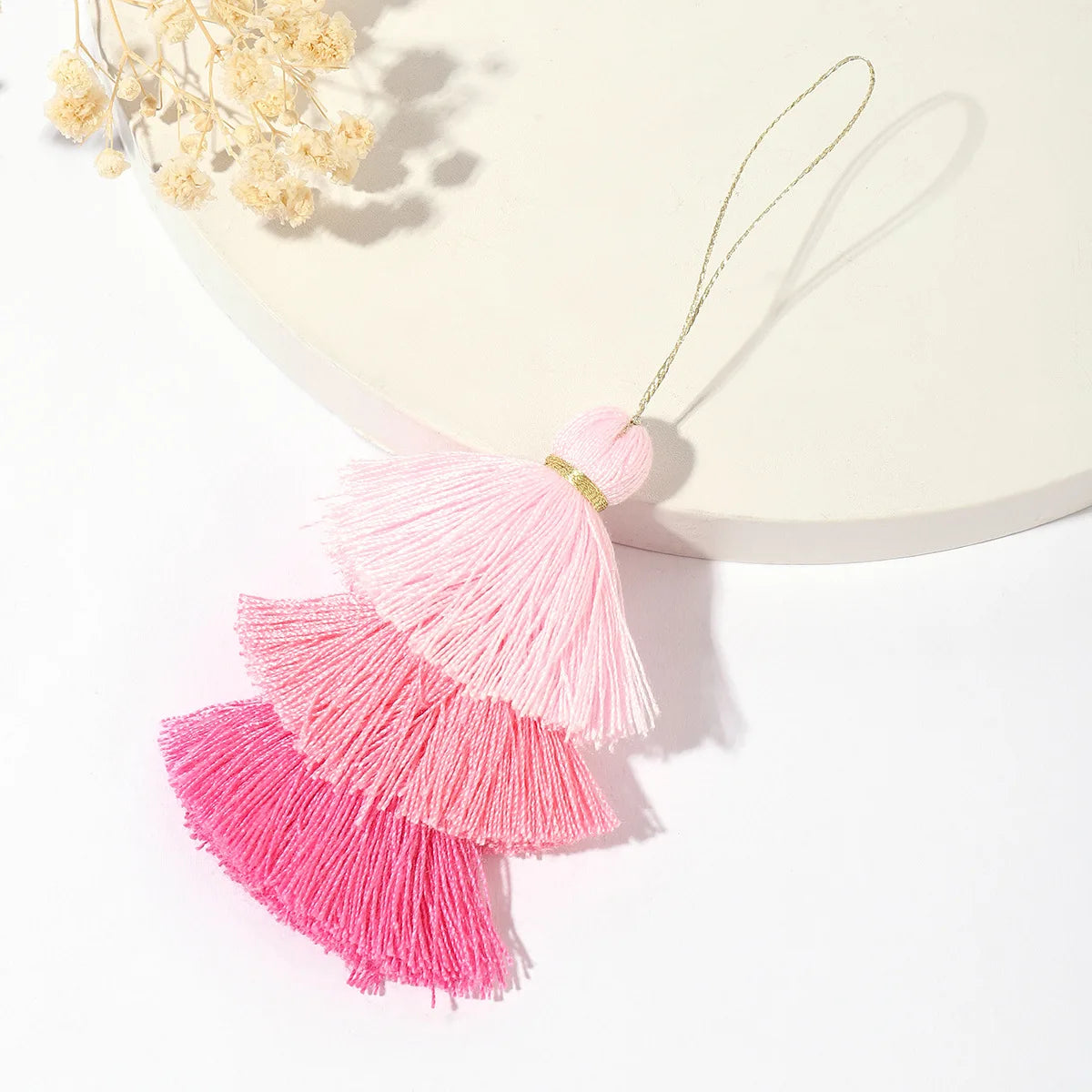 1/2pcs Cotton Tassels for Crafts Tri-Layered Tassels with Hanging Loop for Crafts Jewelry Making Bookmark Clothing  Accessories
