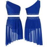 Girls Dance One Shoulder Crop Top Wrap Tutu Skirt Set