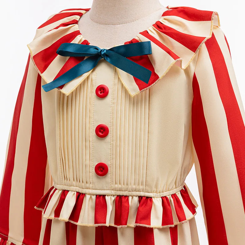 Clown In A Cornfield Kid Cosplay Halloween Costume Girls Boy Clown Jumpsuit