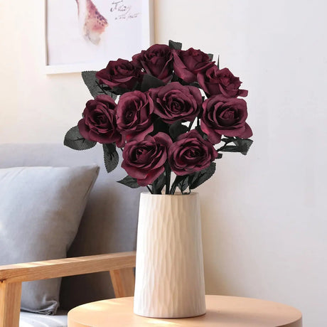 Black Dahlia Halloween Decoration Burgundy Artificial Flower Branch Arrangement Table Home Party Decor