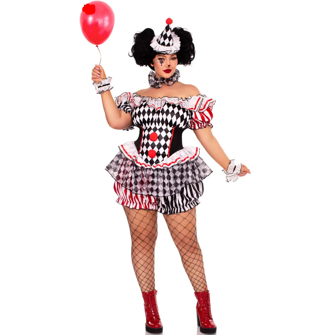 Clown Cosplay Costume Circus Performance Jumpsuit Halloween Party Carnival Jester Theater Stage Performance
