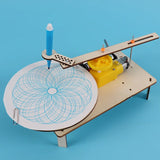 DIY Kids Wooden Electric Spirograph Model Kit Drawing Robot Science Physics Experiment Toy