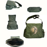 Sun Moon Print Canvas Shoulder Bag Crossbody Messenger Bag