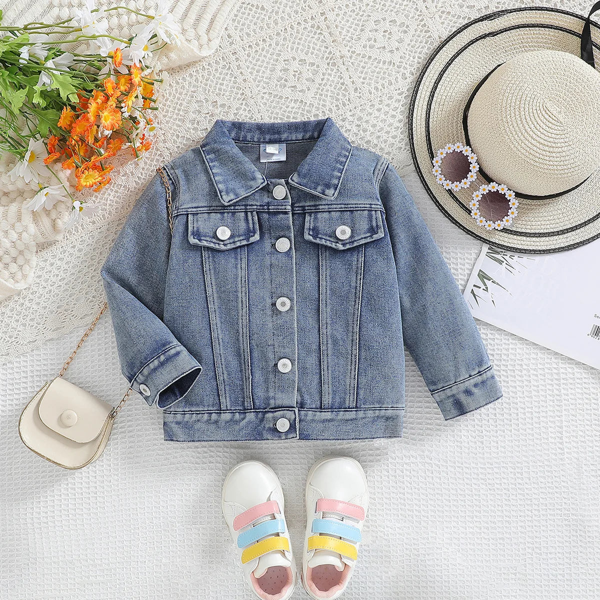 Cousin Crew and Sisters Letter Printed Denim Jackets for Girls