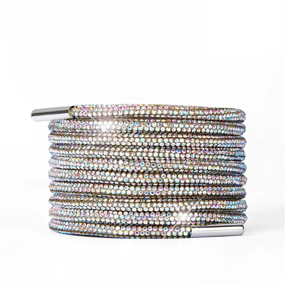 One Rhinestone Shoelace Casual Sneakers Round Shoe Laces Rainbow Diamond Cross Braiding 100/120/140/160CM