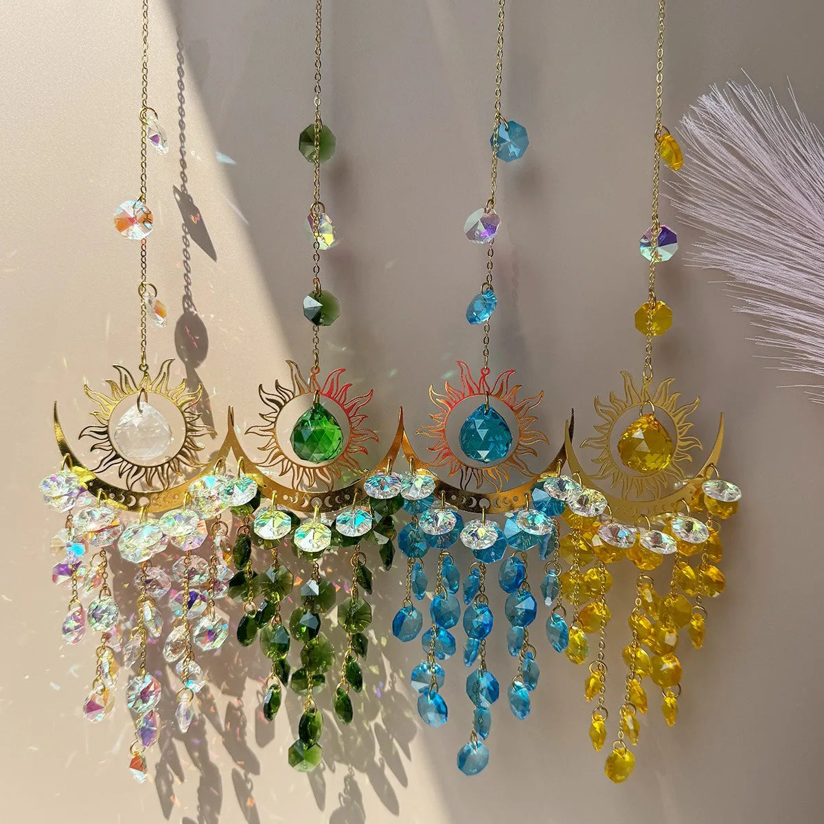 Flaming Sun Crystal Sun Catcher Hanging Decor
