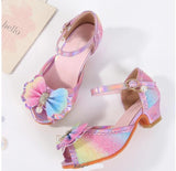 Party Shoes for Girls Glittery Butterfly Mary Jane Sandals Purple Gold Pink Blue