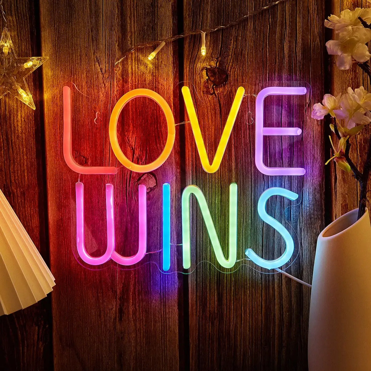 LED Neon Sign LOVE WINS USB Night Light Wall Art Decor Lamp