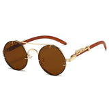 Round Retro Cape Sunglasses Double Bridge