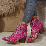 New Marie Antoinette Handmade Embroidered Ankle Boots