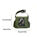 Raven Print Canvas Shoulder Bag Crossbody Messenger Bag