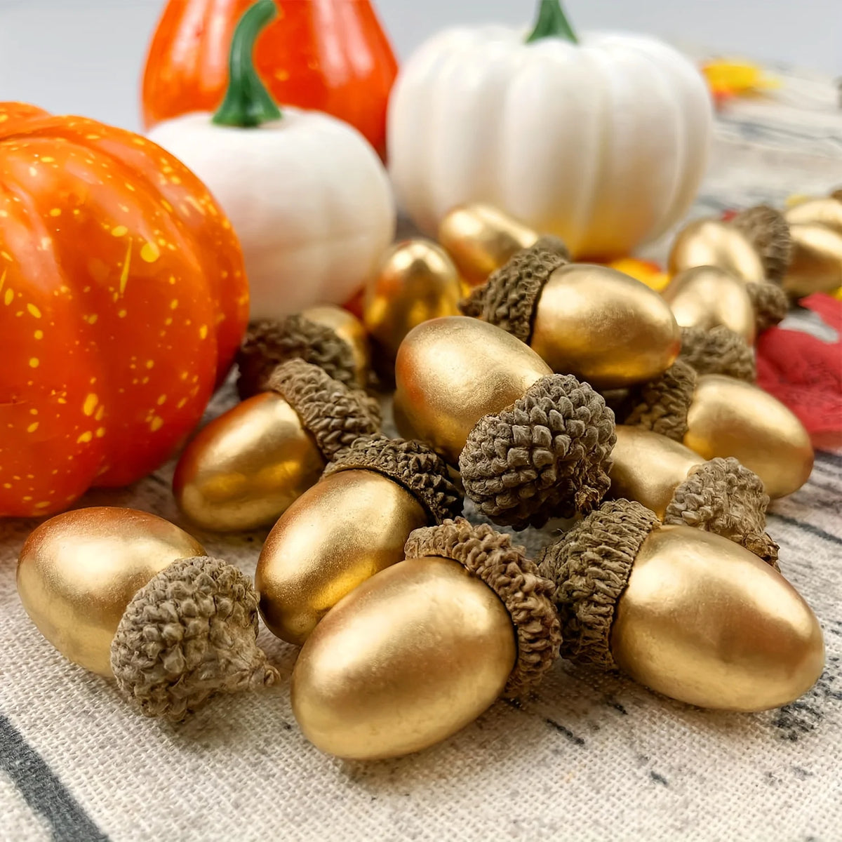 30/60pcs Golden Acorns Floral Christmas Decorations Tabletop Ornaments