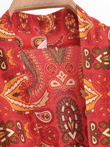 Nuri's Boho Short Kimono Red Floral Wrap Top