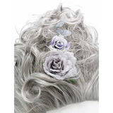 Pink Fluffy High-Top Cosplay Wig Queen's Hairstyle with Feather Flowers