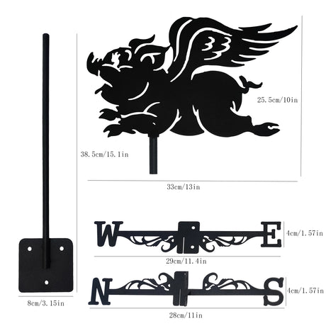 Flying Pig Weathervane Garden Decoration
