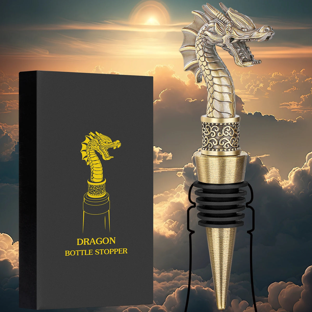 2-in-1 Dragon Head Wine Stopper and Bottle Opener Home Bar Bottle Saver Gift Idea