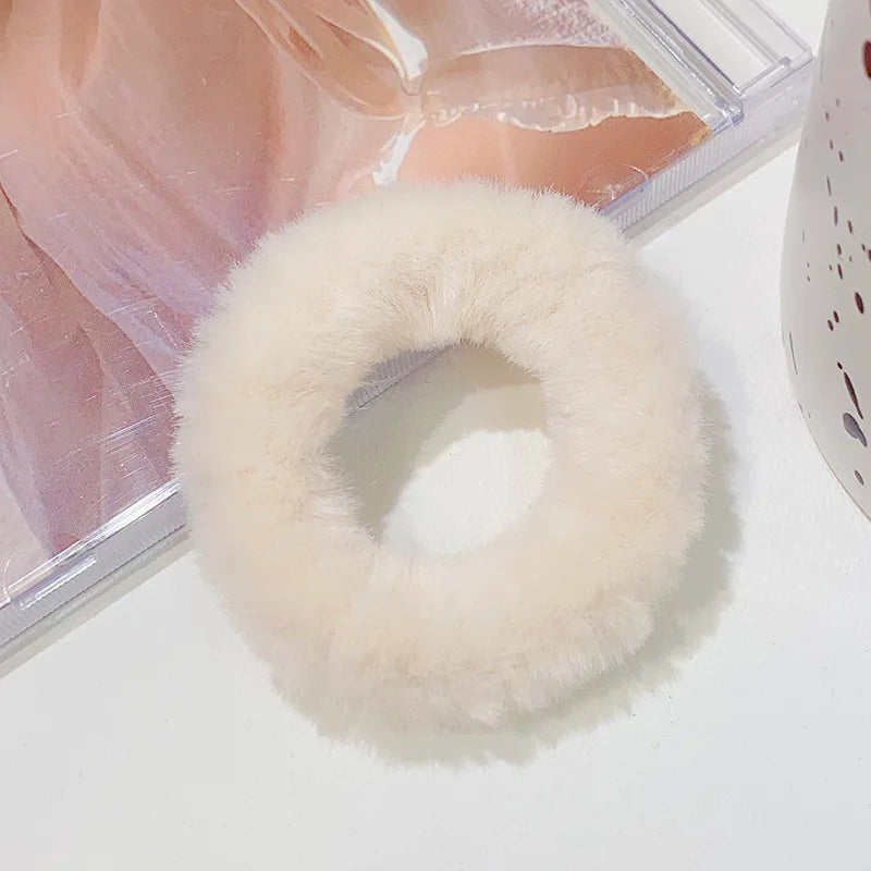 Dopamine Colour Fluffy Scrunchie Hair Bands Ponytail Holder Hair Accessories
