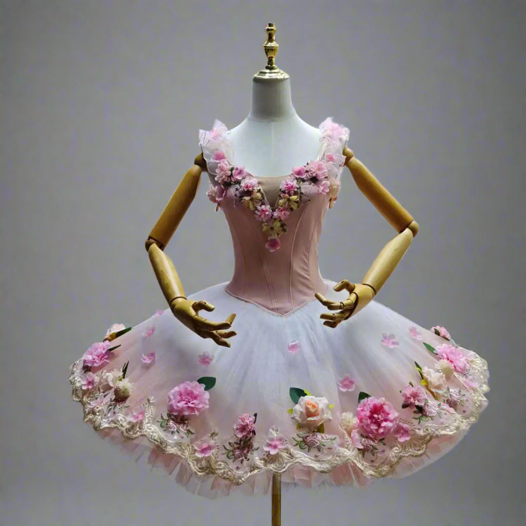 Spring Roses Custom Made High-end Professional Pancake Tutu Dress