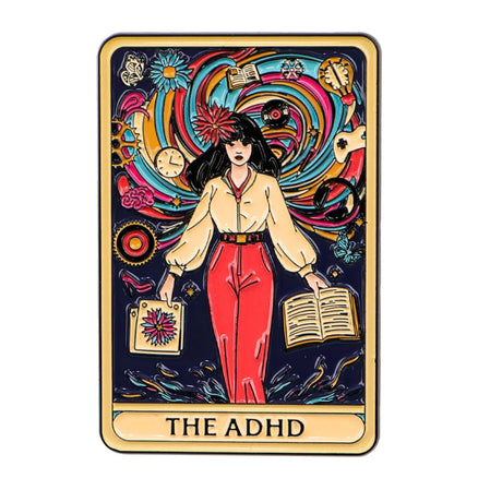 The ADHD Tarot Card Enamel Pin Brooches Badge Lapel Pin