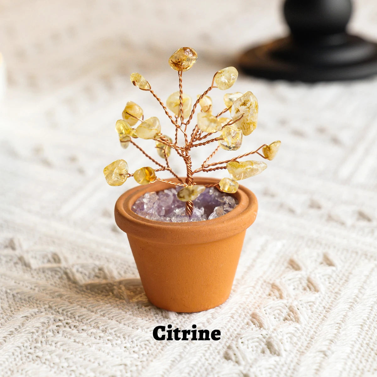 1pc Natural Crystal Mini Tree Clay Pot Amethyst Quartz Healing Gemstones Pot Plant Home Decor