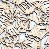 20pcs Wooden Vintage Lanterns Lamp Shapes Scrapbooking Embellishments DIY Wood Craft Supplies