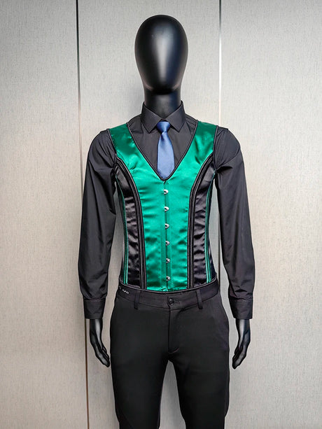 Vintage Circus Men's Boned Waistcoat Corset Vest Lace Up Burlesque Performance Stage Costume
