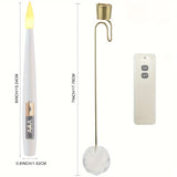 12 Pack LED Flameless Xmas Tree Taper Candles with a Crystal Ball and Gold Hook Battery Operated Remote
