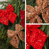 Sparkling Christmas Bow with Ribbon Christmas Tree Bowknot Flocked Wreath Xmas Decorations