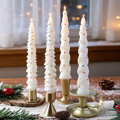 Christmas Tree Taper Candle Pine Tree Candlestick Xmas Dinner Table Decor