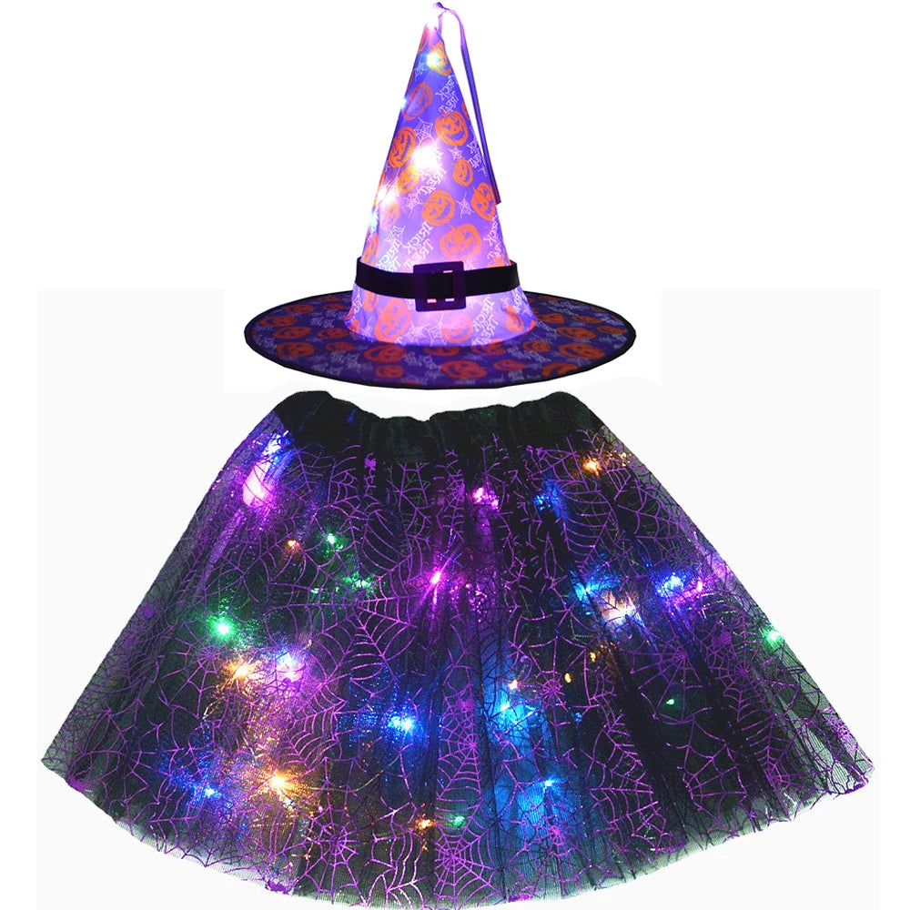 LED Witch Stars Tutu Skirt Glow Party Costumes Halloween