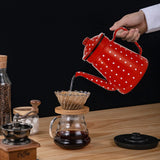 1.5L Enamel Coffee Pot Gooseneck Spout Stovetop Tea Kettle