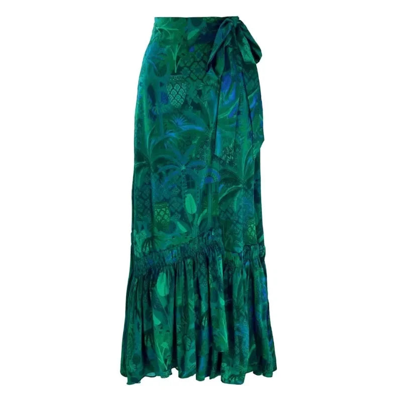 Teal Green Reversible Swimsuit Matching Skirt