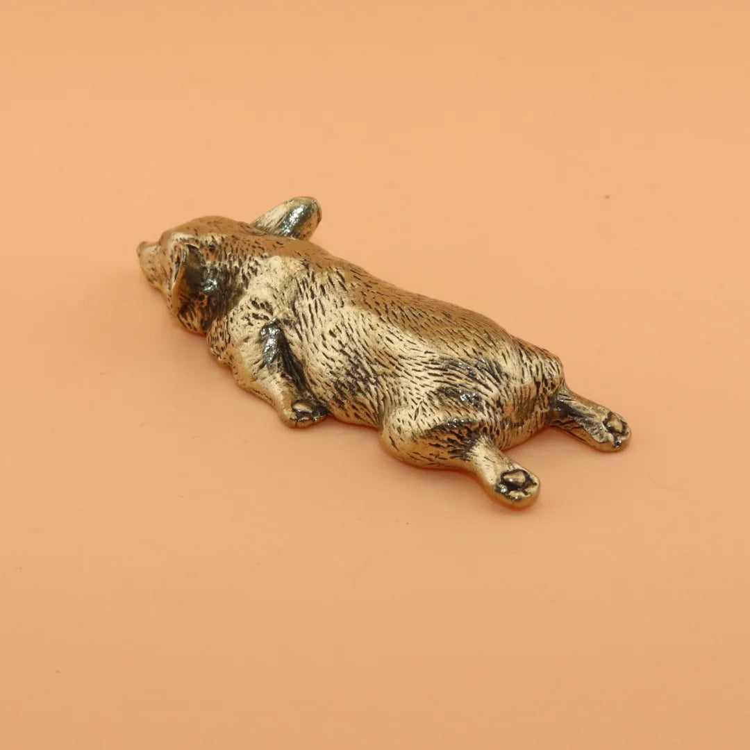 Pure Copper Welsh Corgi Puppy Miniature Figurines Dog Desktop Ornament Tea Pets