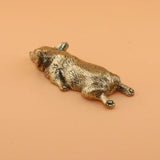 Pure Copper Welsh Corgi Puppy Miniature Figurines Dog Desktop Ornament Tea Pets