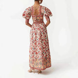 Lana's Square Neck Bubble Sleeve Top & Long Skirt Sets Floral Print Bohemian Summer Outfit
